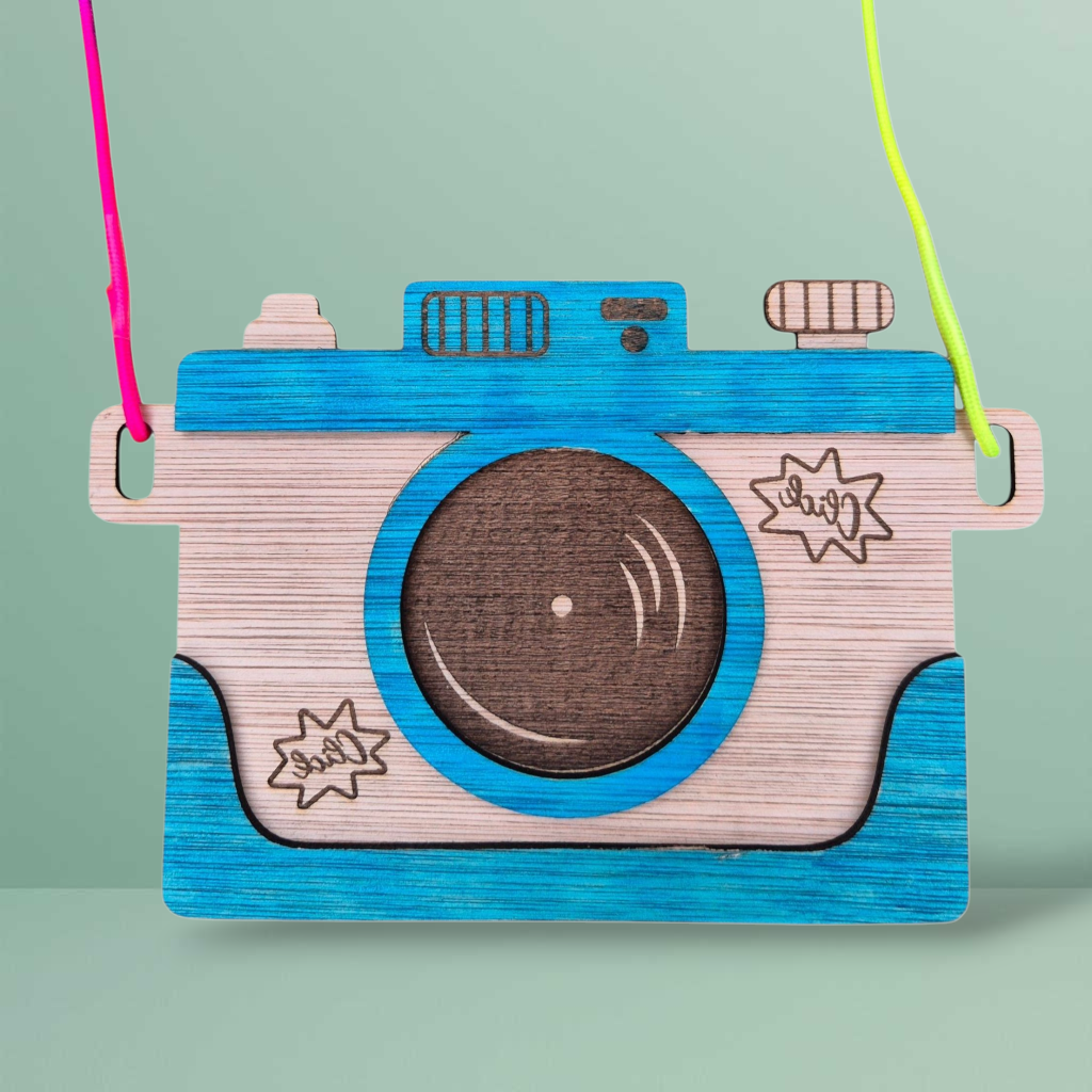 πΈ Houten Kinder Camera β met Regenboog Koord