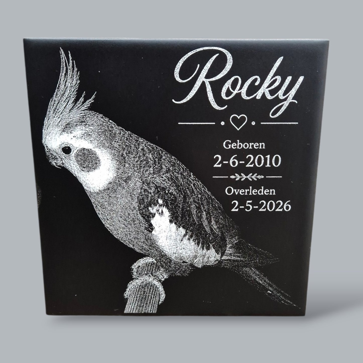Keramisch fototegeltje 15×15 cm – inclusief houten houder