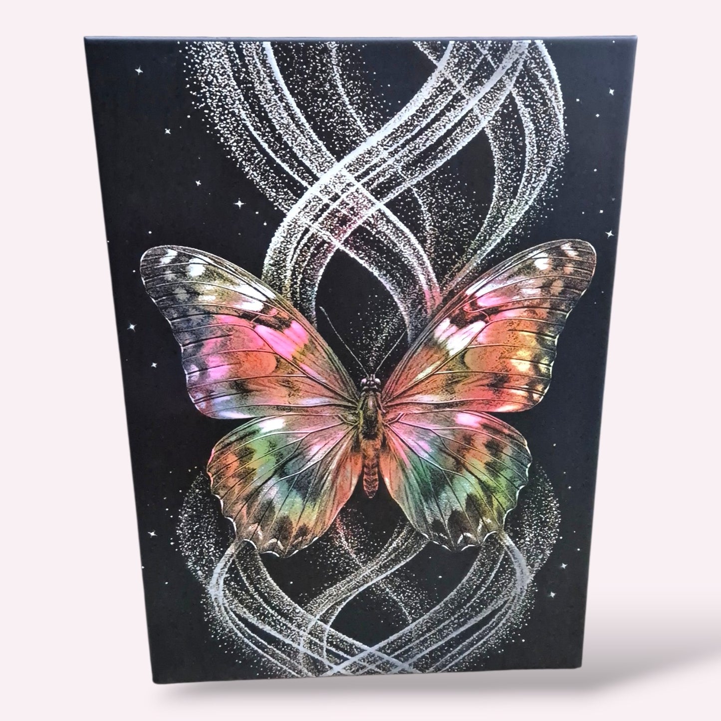 Gelaserde Keramische Tegel – Golden Neon Butterfly
