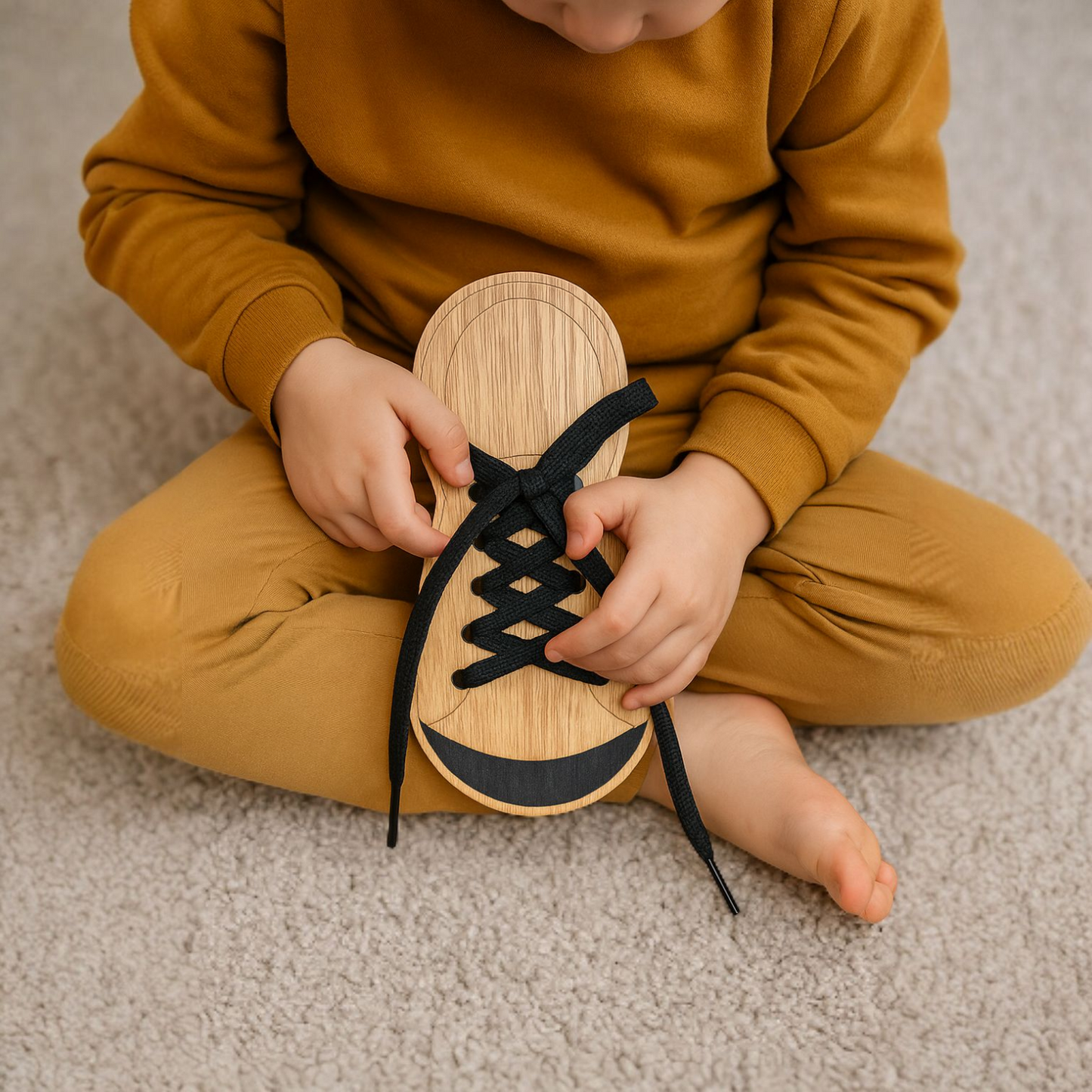 Houten Strikbord met Naam – Ik Leer Veterstrikken
