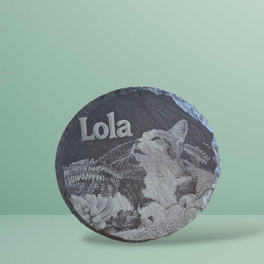 🪨 Fotogravure op leisteen – rond 10×10 cm