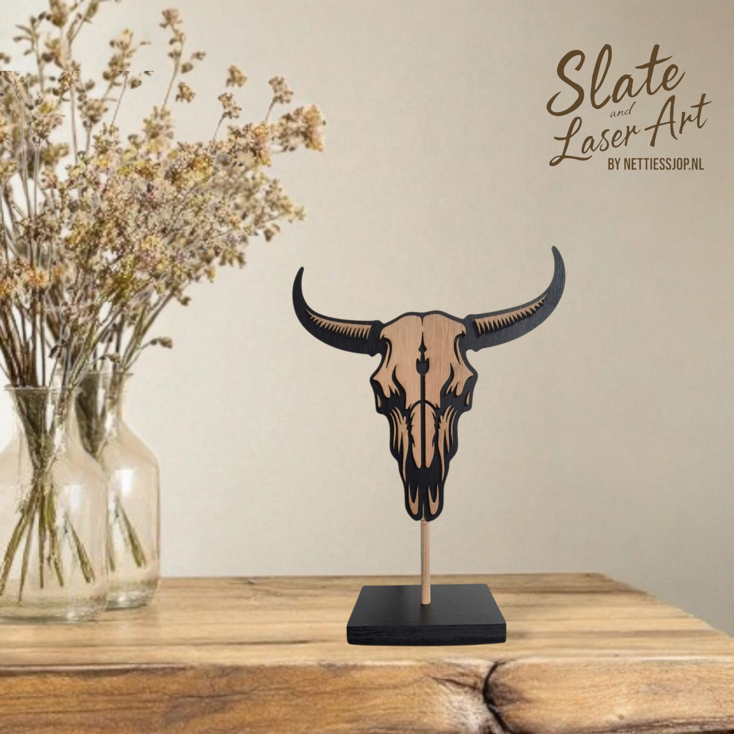 🐂 Luxe 2-Laagse Koeien Schedel op Standaard