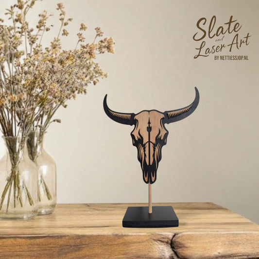 🐂 Luxe 2-Laagse Koeien Schedel op Standaard