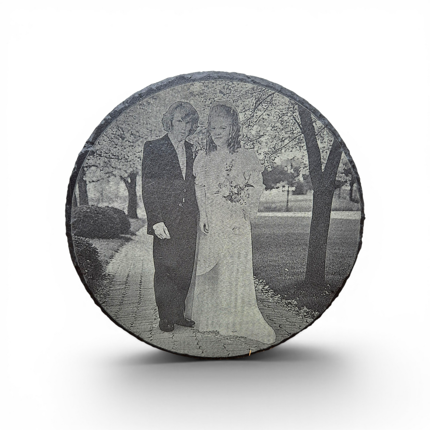 Leisteen Gravure 10 cm – rond (gepersonaliseerd)