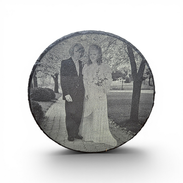 Leisteen Gravure 10 cm – rond (gepersonaliseerd)
