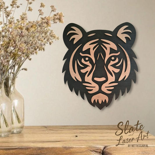 🐯 Dubbel-laagse tijgerkop wanddecoratie