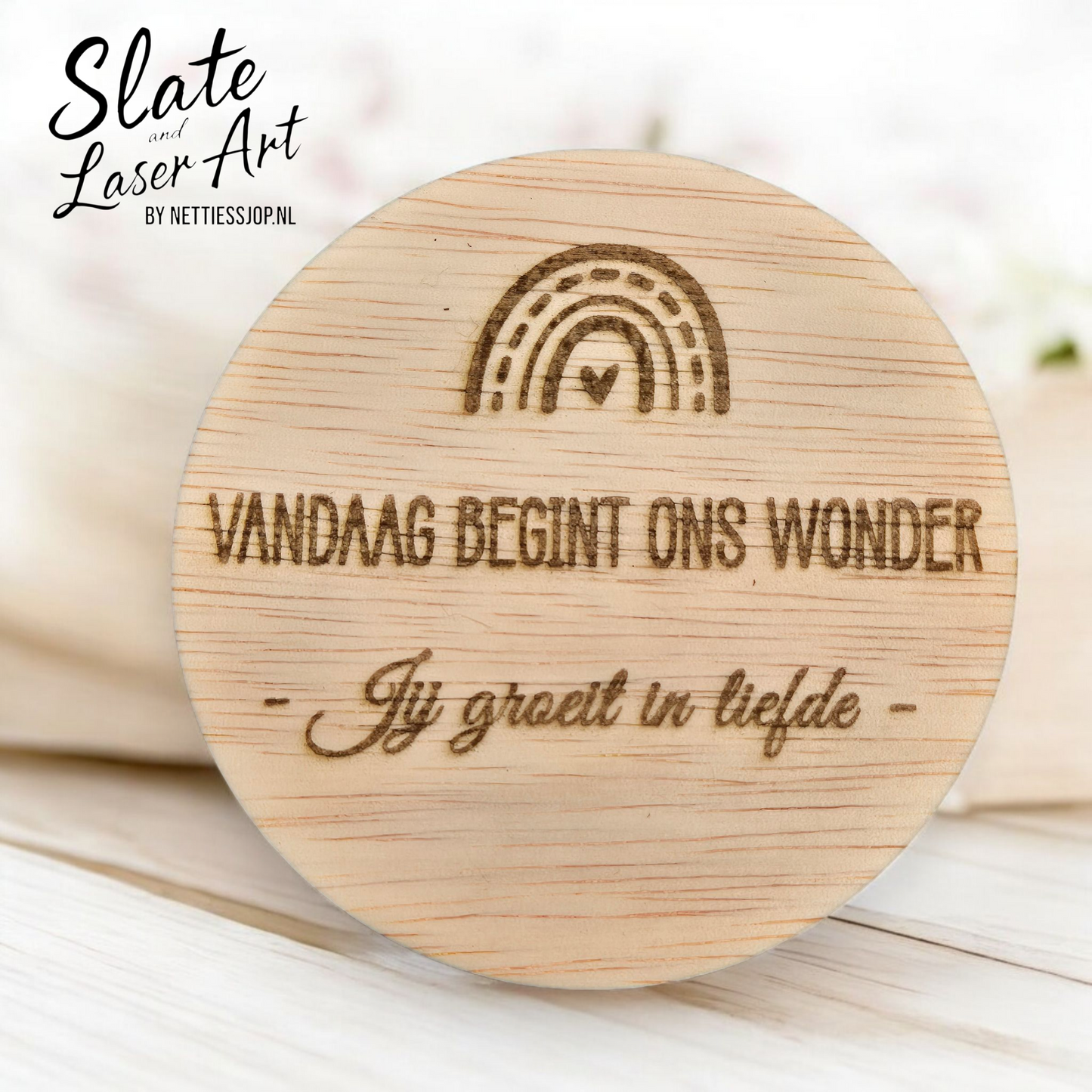 🌸 Set van 12 houten milestone cirkels — Zwangerschap in Boho stijl 🌈