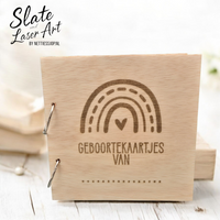 🌈 Houten geboortekaartjes boekje — Boho stijl 20×20 cm 🤍
