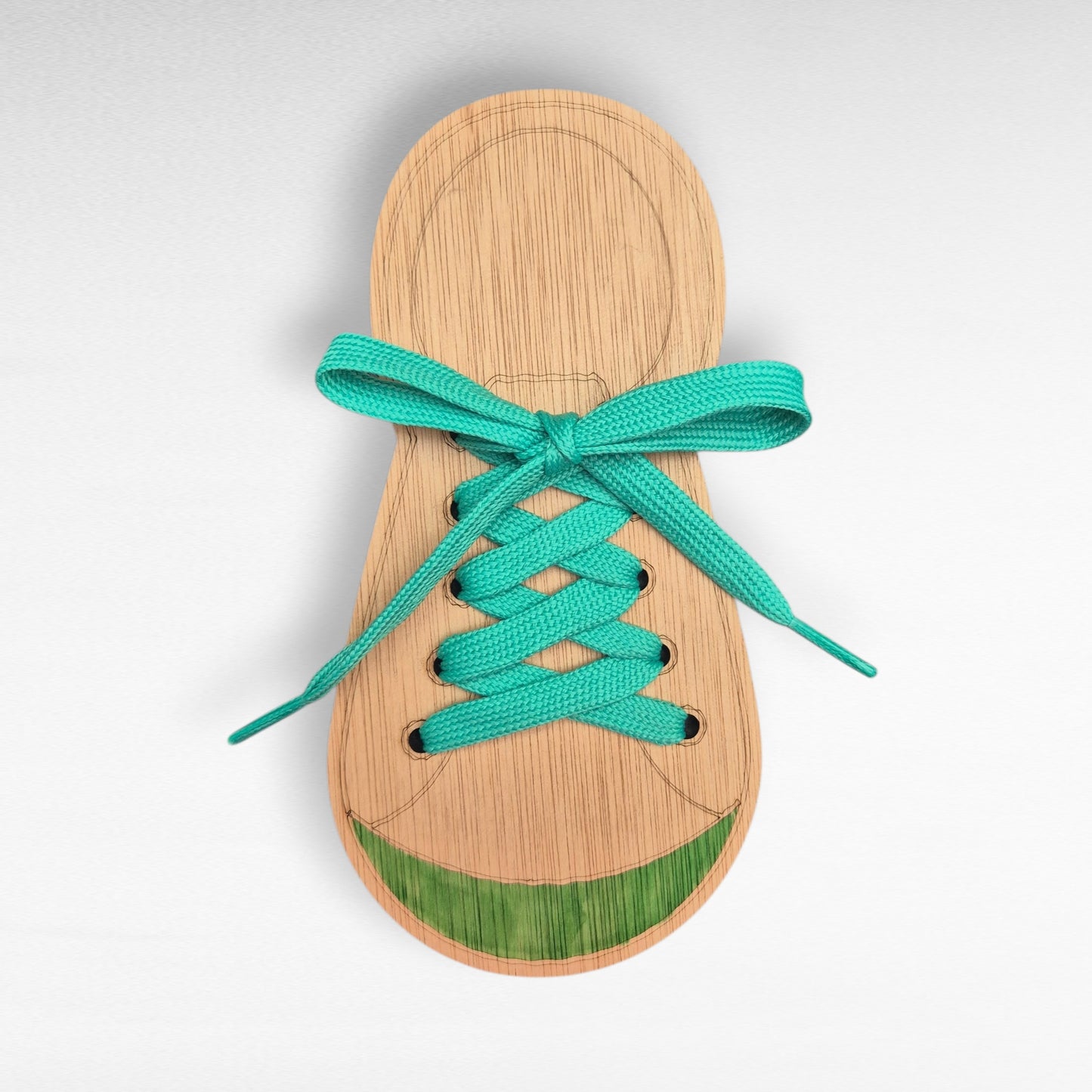 Houten veter-schoen – leren strikken