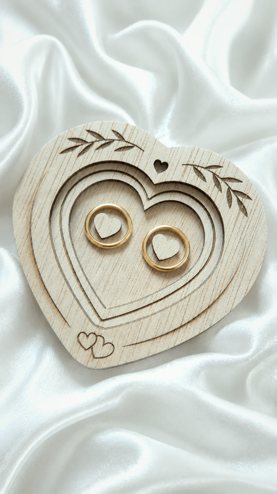 Houten ringdoosje hartvorm