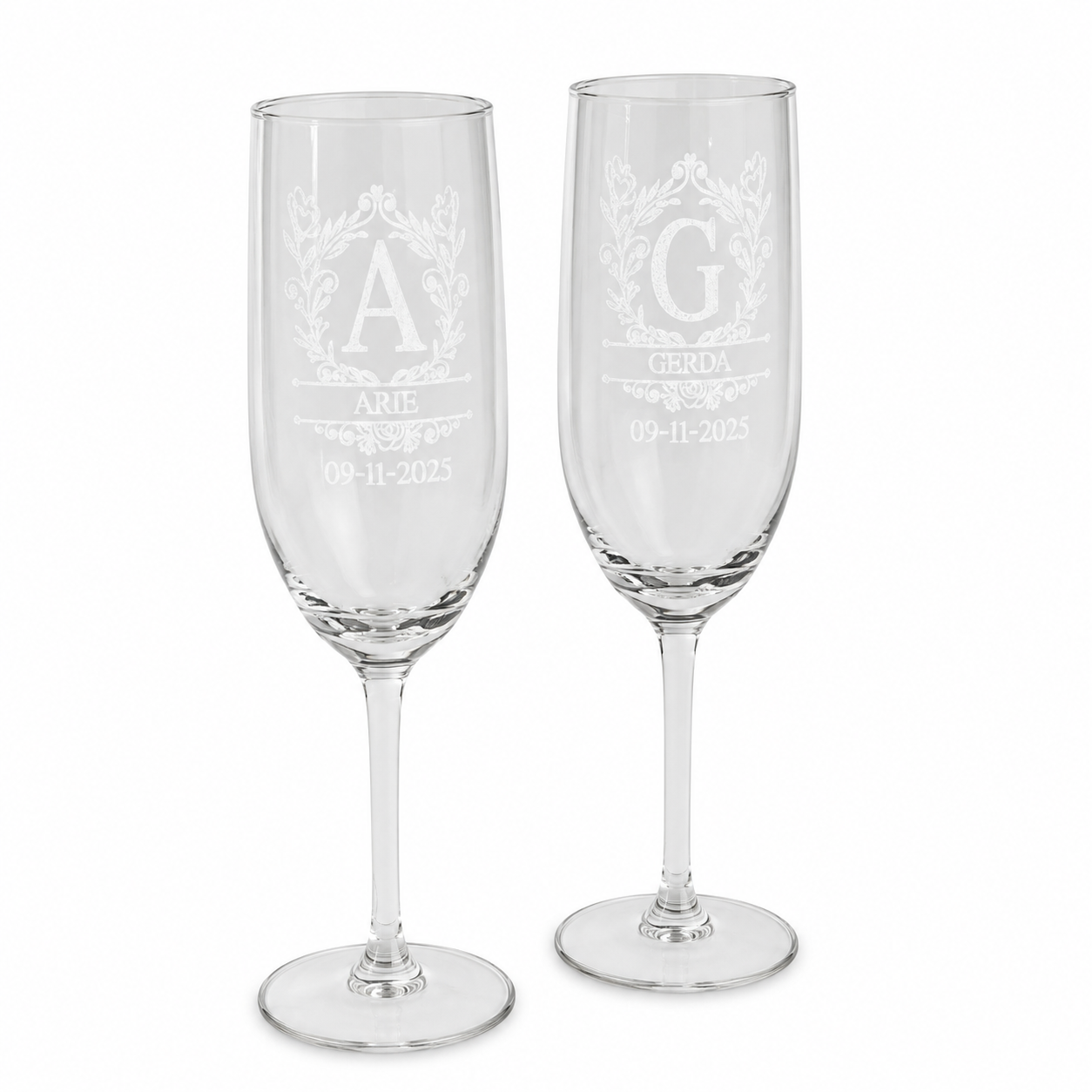 Champagneglazen – set van 2 – gepersonaliseerd