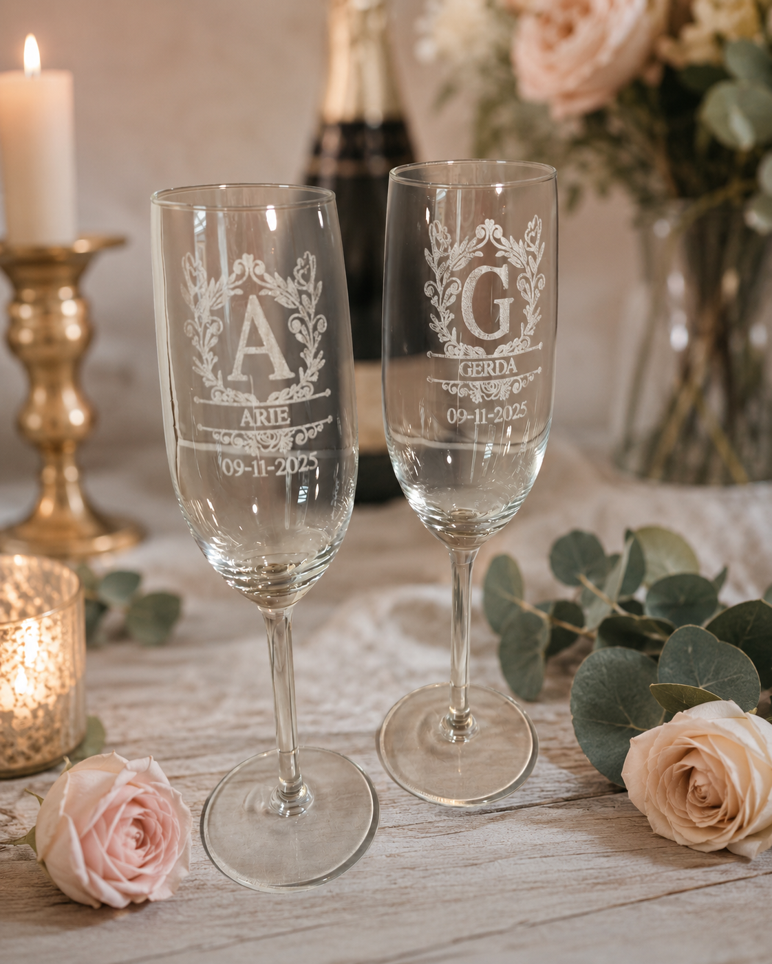Champagneglazen – set van 2 – gepersonaliseerd