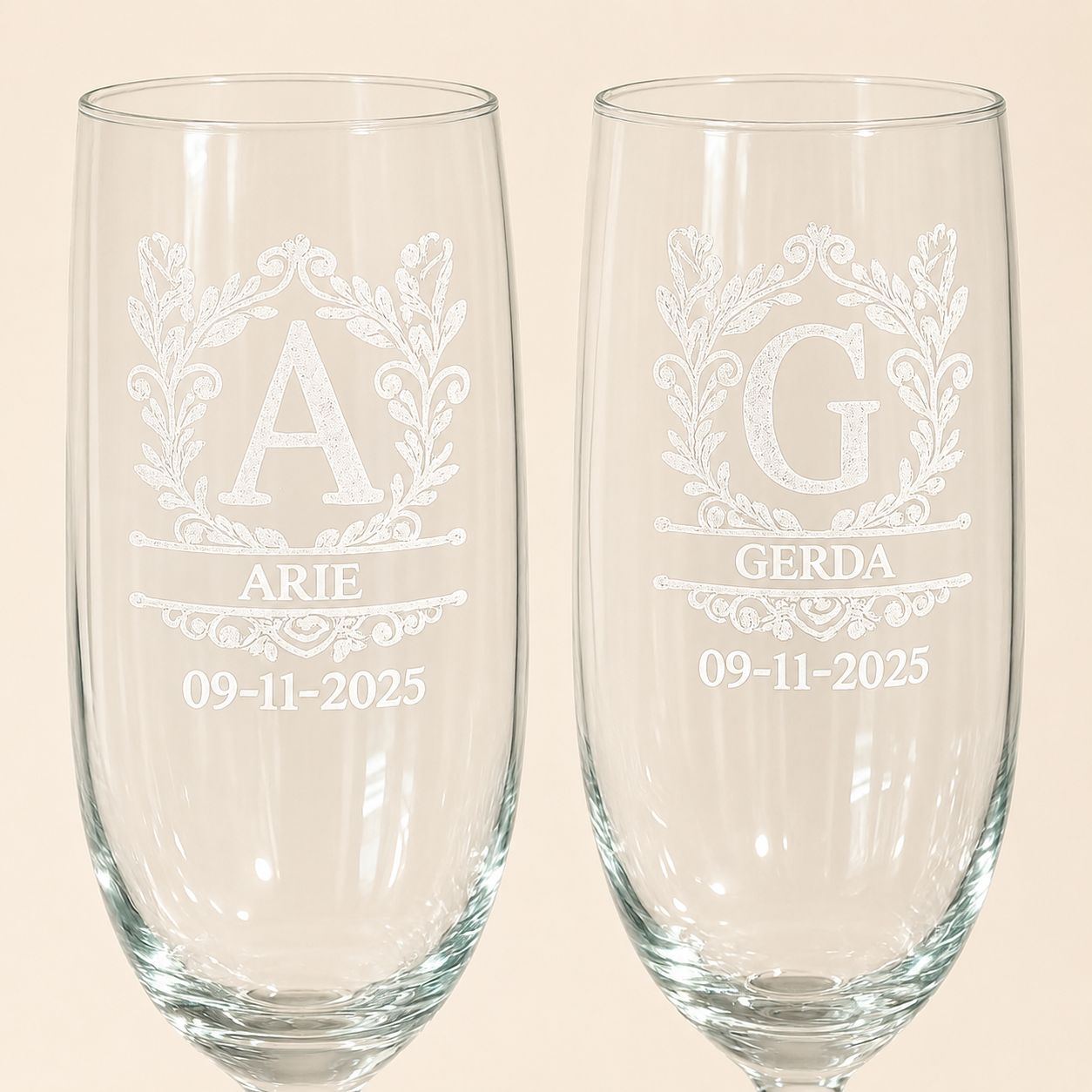 Champagneglazen – set van 2 – gepersonaliseerd